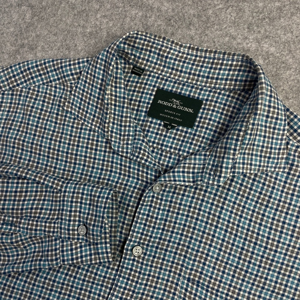 Rodd And Gunn Sports Fit Mens Shirt M Gingham Cotton Long Sleeve Made in Italy